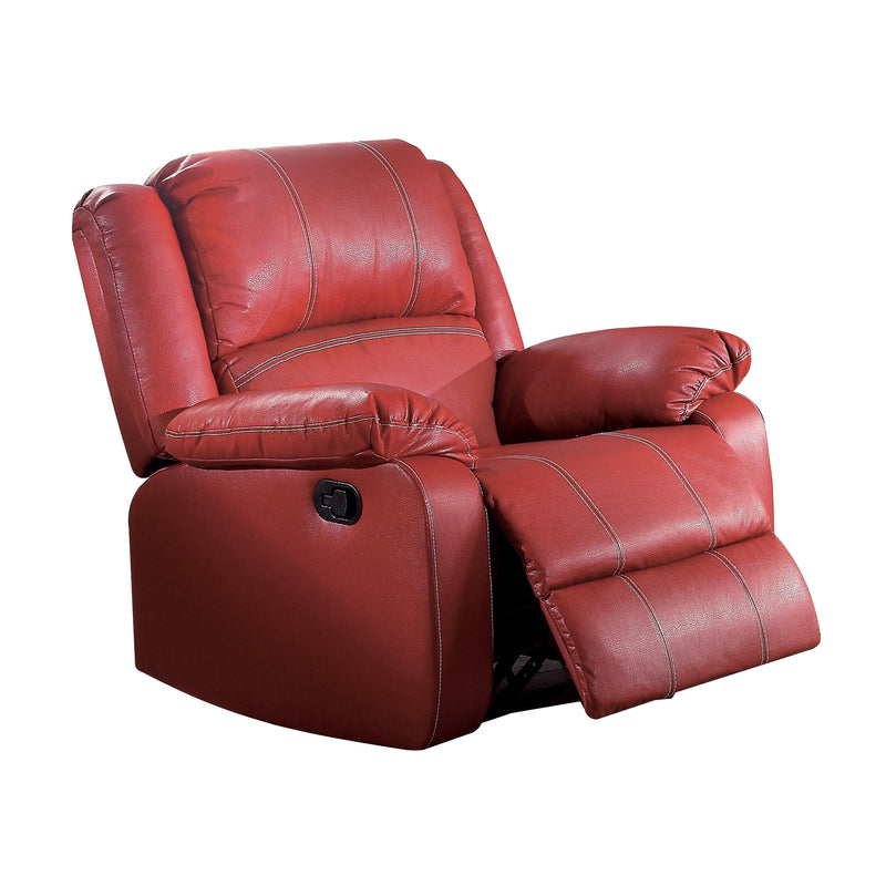 Zuriel - Red Faux Leather - Rocker Recliner - Ornate Home